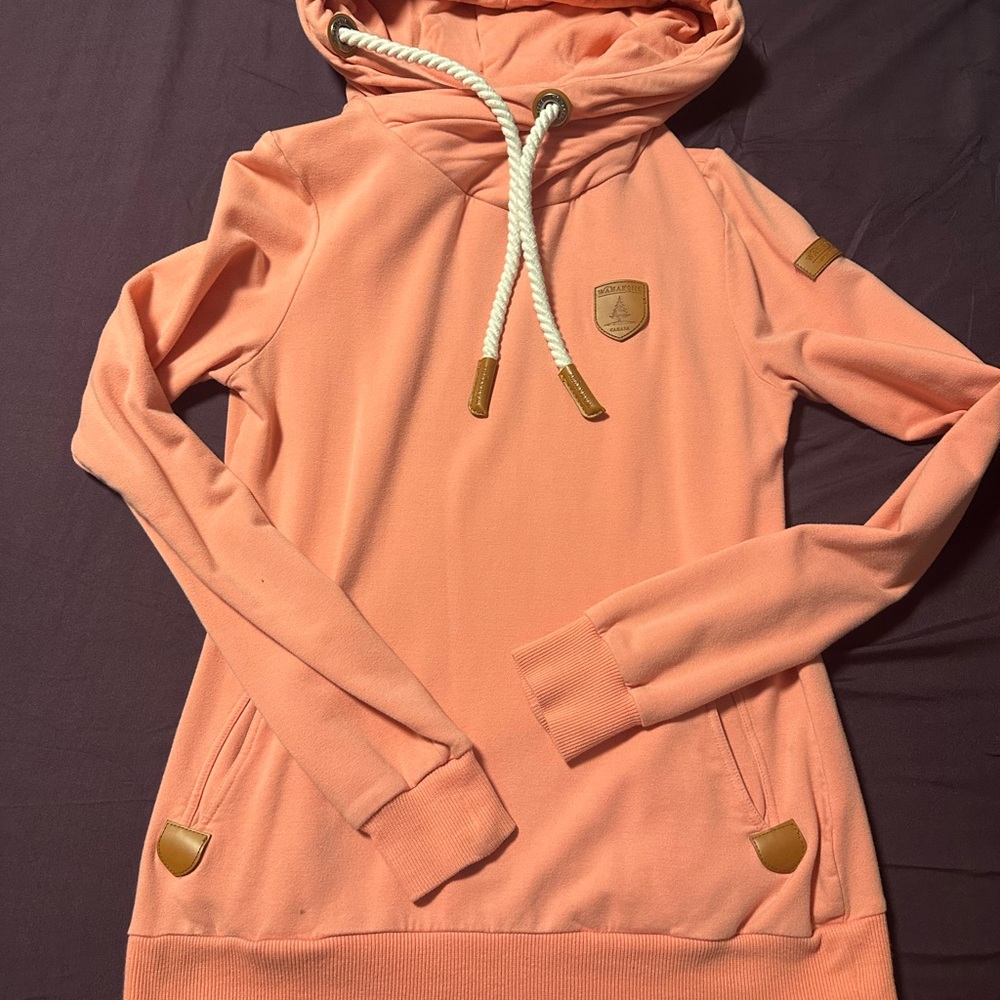 Women's Peach Hoodie with Rope Drawstring